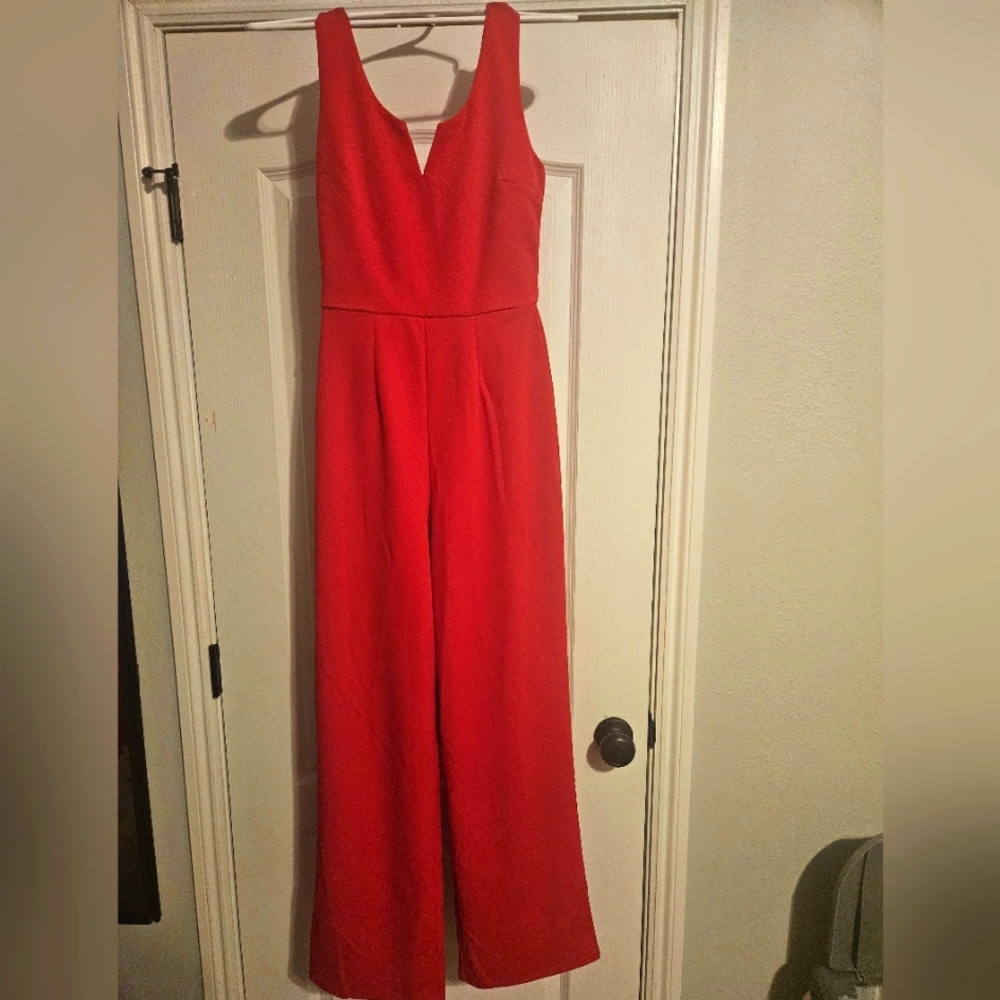 Small Candy Apple Red Spandex/Polyester Jumpsuit - image 1